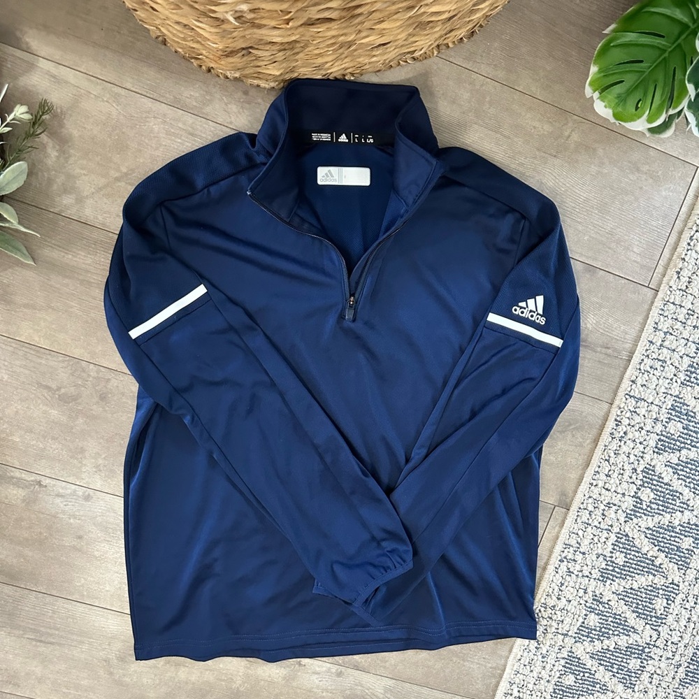 Y2k Adidas Blue Performance Pullover Quarter-Zip … - image 1
